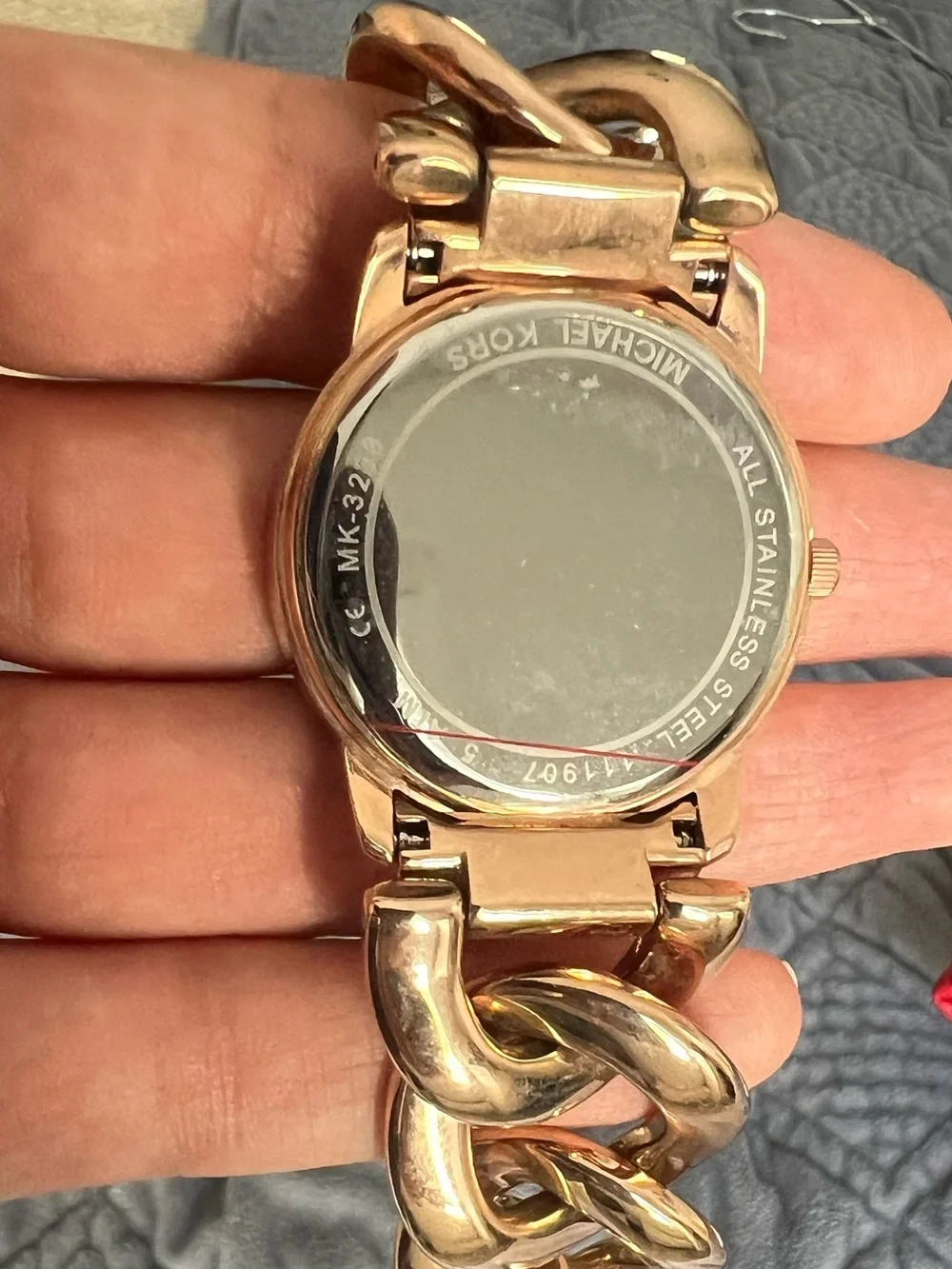 Michael Kors Rose Gold-Tone Crystal Bezel Chain-Link Watch
